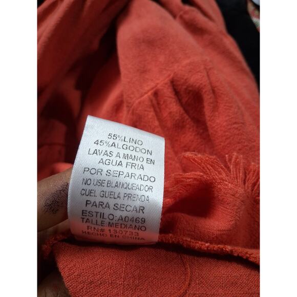 Umgee Nwt Women's size Medium Linen Boho Tiered Milkmaid Raw Hem Western Dress - Picture 11 of 11